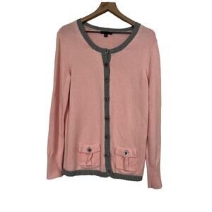 Chadwicks of Boston Pink and Gray Button Up Cardigan Size Medium Tall